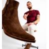 CLINT ZIP BOOT - VELOURS DELAVE - COFFEE