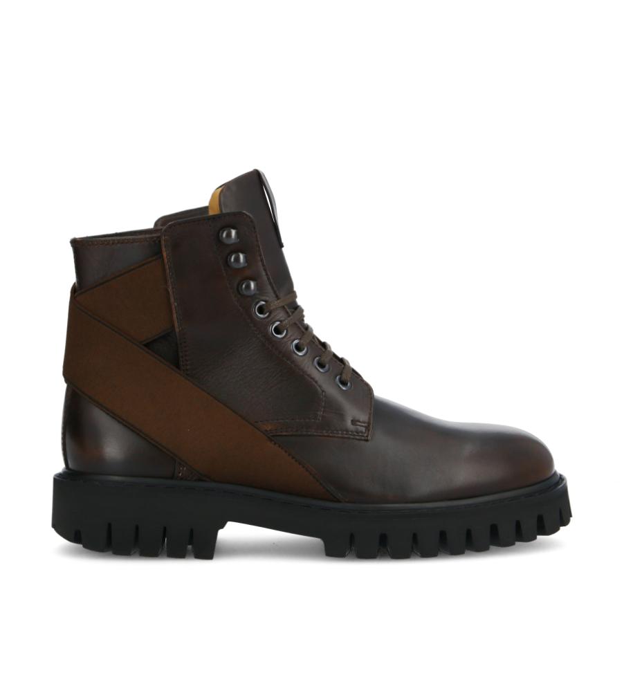 Cross Elast Lace Up Boot - Cuir Patine - Truffe