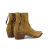 Embroidered boot with double zip Clint - Suede leather - Brown
