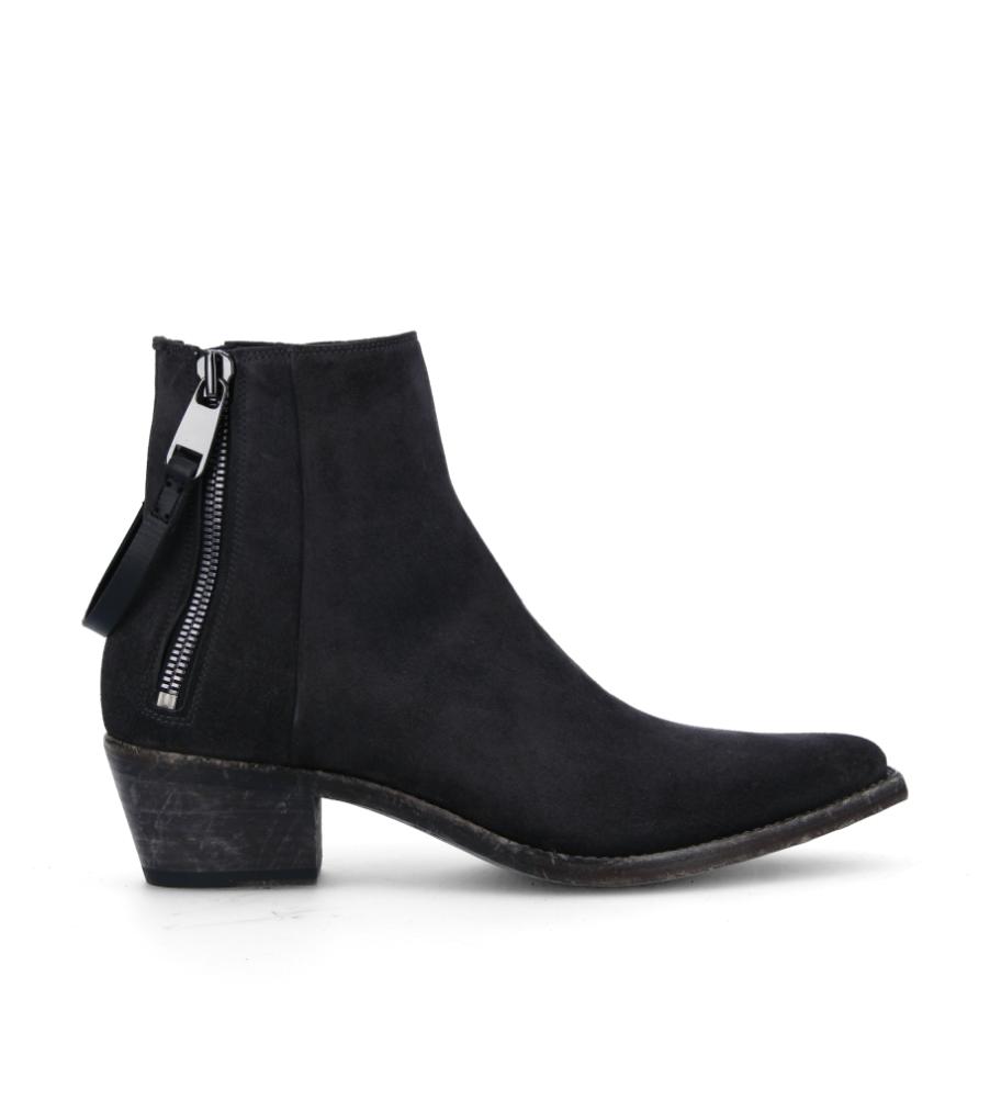 Boot with double zip Clint - Suede leather - Dark grey