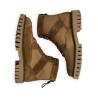 Cross Lace-up zipped boot - Suede leather/Canvas - Brown