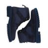 Cross Lace-up zipped boot - Suede leather/Canvas - Navy