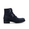 Hyrod Zipped boot with double buckle - Waxed suede leather - Navy