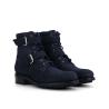 Hyrod Zipped boot with double buckle - Waxed suede leather - Navy