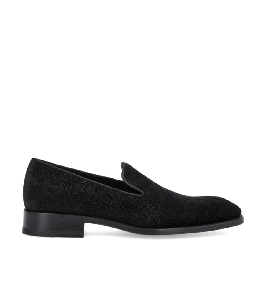Slipper loafer - Romain - Shiny suede leather/Patent leather - Black