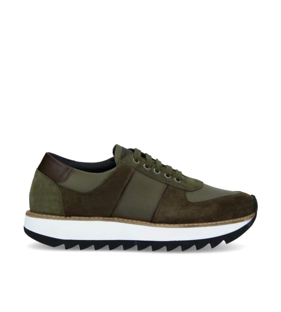Sneaker - Lauda - Suede leather/Canvas/Smooth calf leather - Khaki