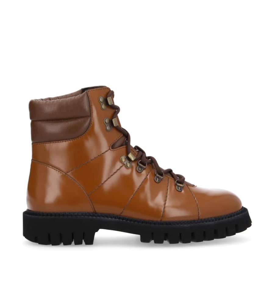 Lace-up hiking boot - Cross - Matt smooth calf leather/Nappa leather - Toffee