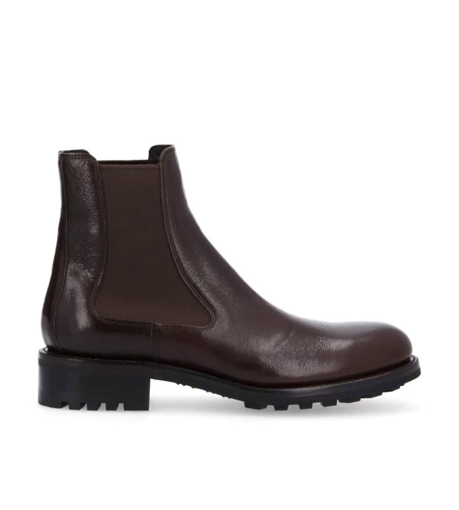 Zipped boot with buckle - Hyrod - Grained leather - Dark brown