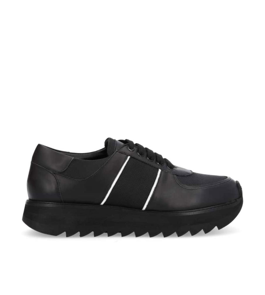 Sneaker - Lauda - Cuir de veau lisse/Toile ballistic - Noir/Blanc