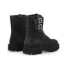 Lace up zipped boot with buckle - Cross - Suede leather - Dark grey