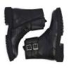 Lace up zipped boot with buckle - Cross - Grained leather - Black