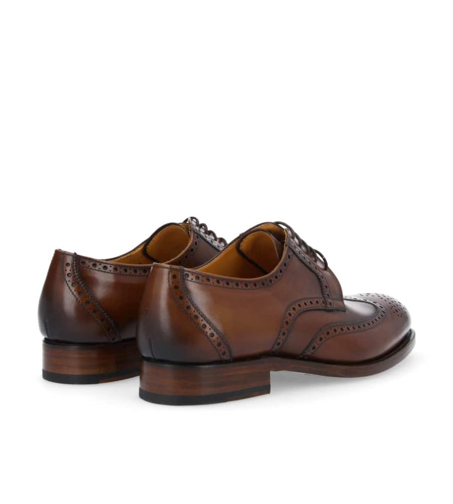 Derby Brogue Homme en Cuir Patiné Tabac - Cousu Goodyear - Norbert Bottier