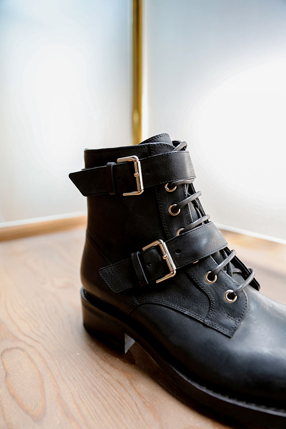 Boot biker en cuir grain